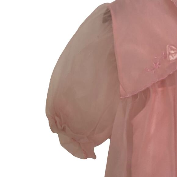 VINTAGE Woman's Size Small Pink Embroidered Sleep Nightgown Set Made In USA - Picture 9 of 16